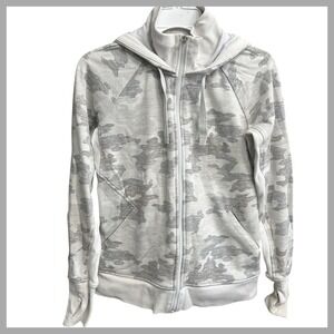 Athleta Women's Camo Full Zip‎ Hoodie Jacket Thumbholes Athletic Size Small